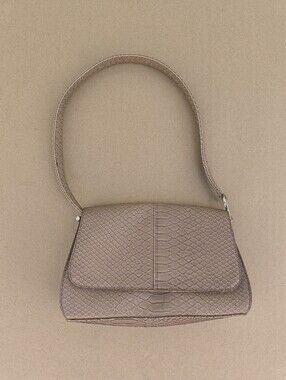 Classic Taupe Croc-Embossed Shoulder Bag